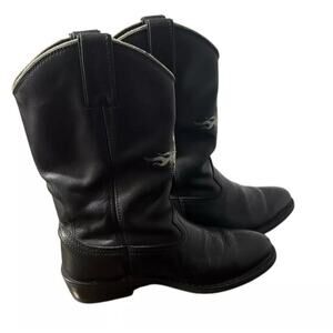Harley Davidson Amarillo Western Black Riding Cowboy Boots Men Size 8.5